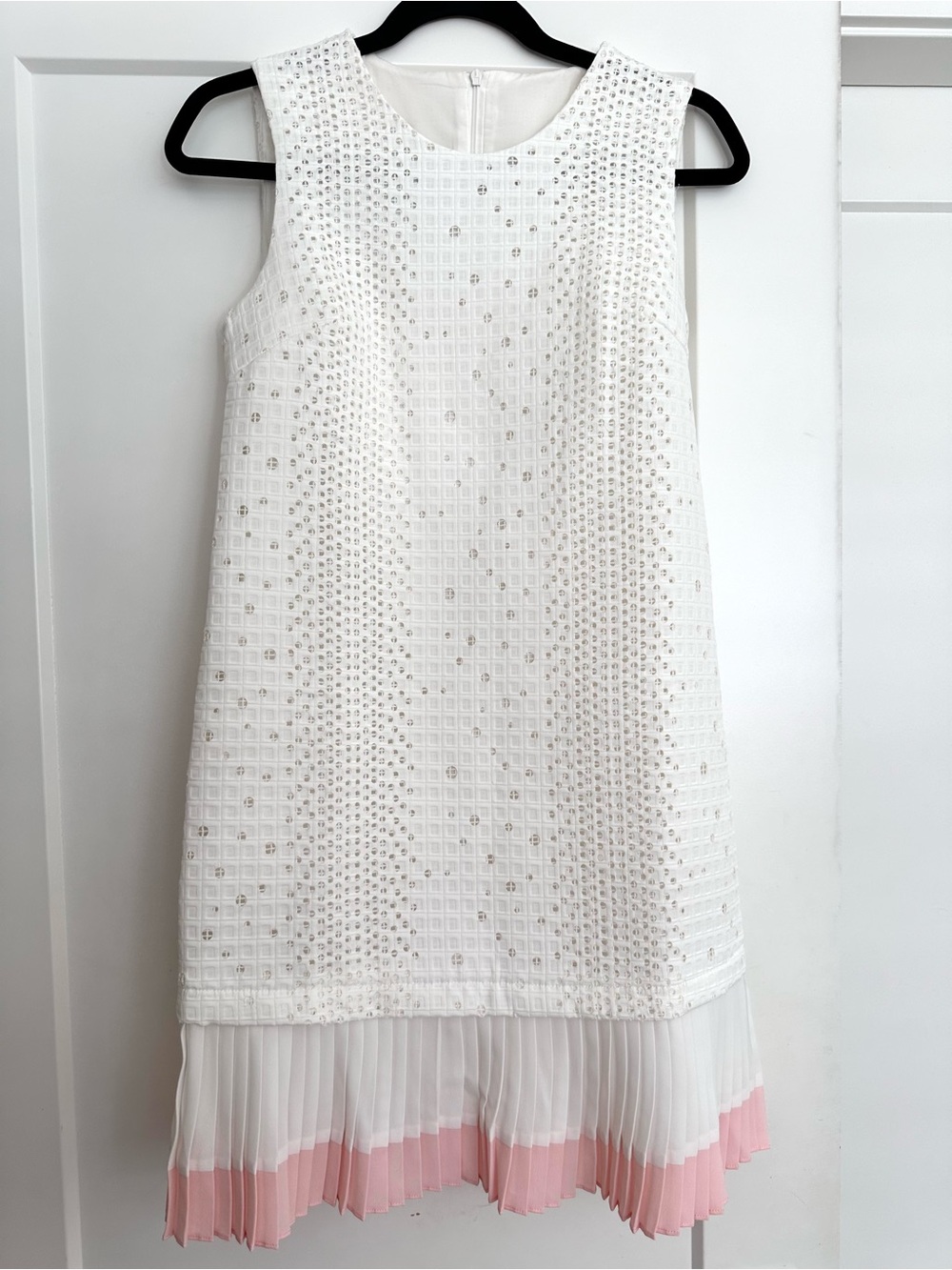 Emu White Dress with Pink Ombre Pleats